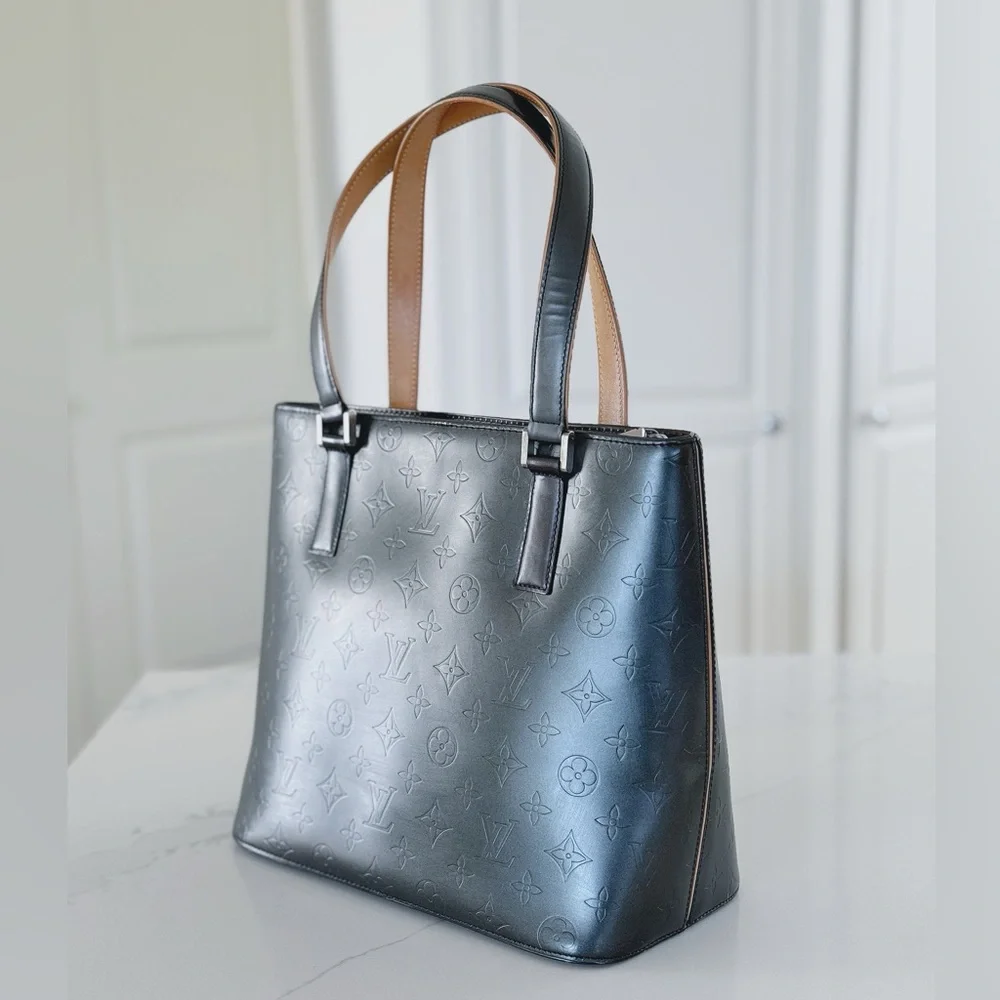 Dark Gray Louis Vuitton Monogram Mat Stockton Tote Bag